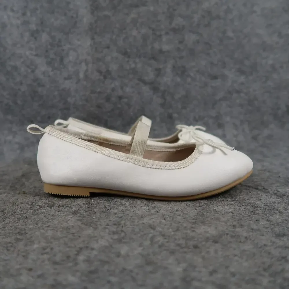 Cat & Jack Shoes Kids 9 Ballet Flats Mary Jane Strap Bow White Fashion Girls